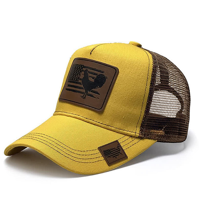 Cappello da camionista regolabile da uomo con scritta "Farm Cock And Flag"