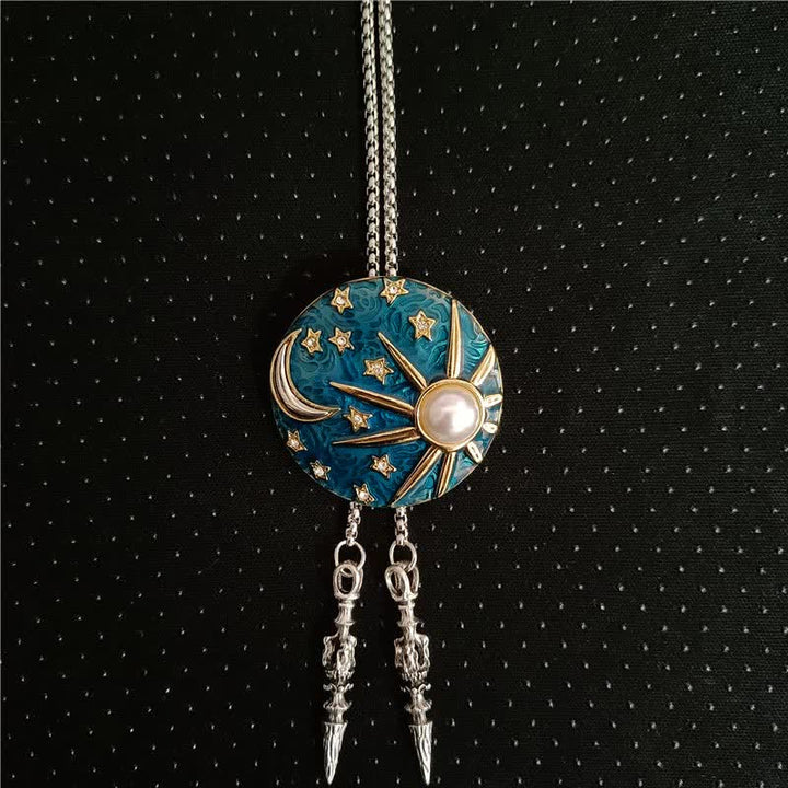 Cravatta Bolo Vintage Sole e Luna con Perla