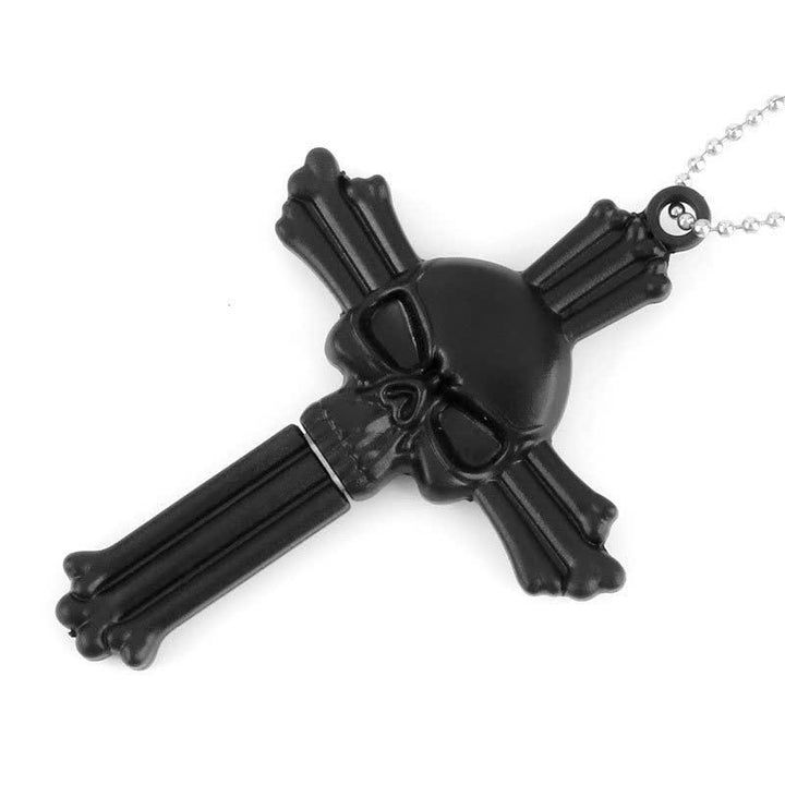 Collana con ciondolo a forma di mini lama nascosta con serpente e teschio di drago nero
