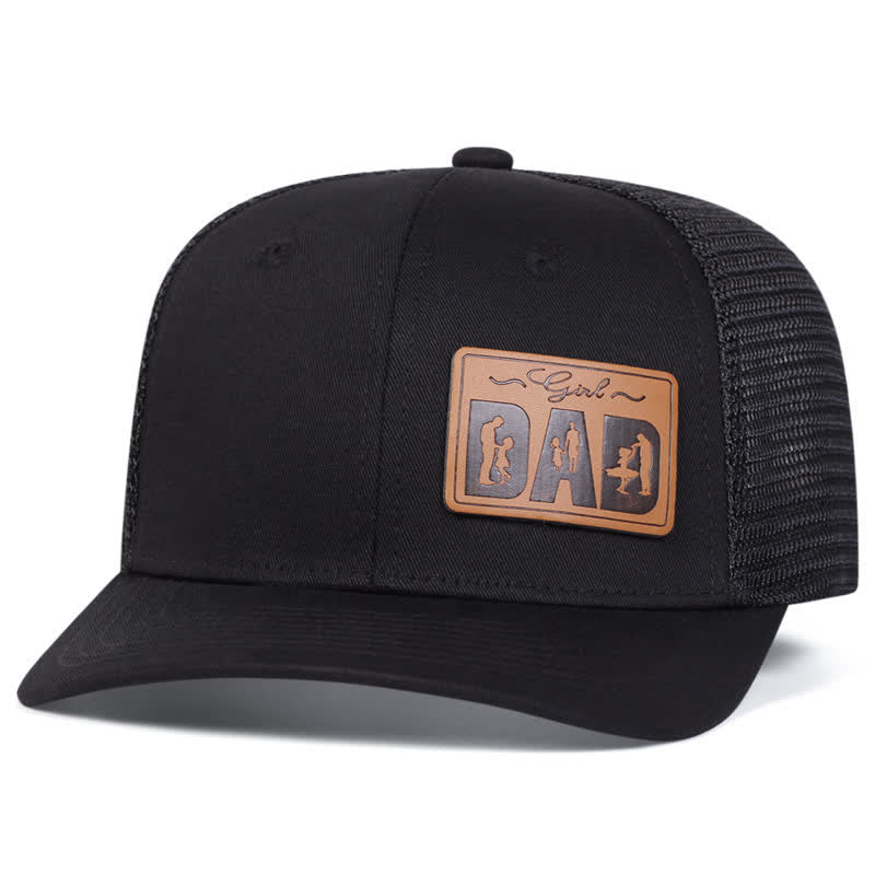 Cappello da camionista regolabile con toppa in pelle per ragazza e papà - Nero - Regolabile (circa 22"-23 5/8") - image 1