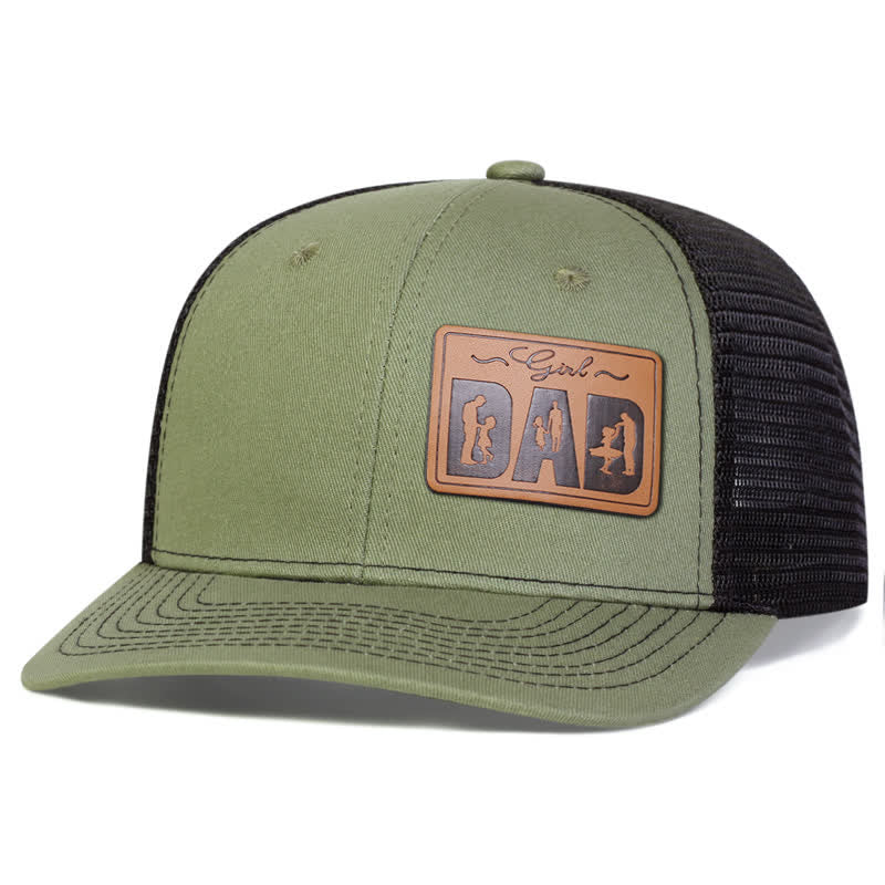 Cappello da camionista regolabile con toppa in pelle per ragazza e papà - Verde militare - Regolabile (circa 22"-23 5/8") - image 5