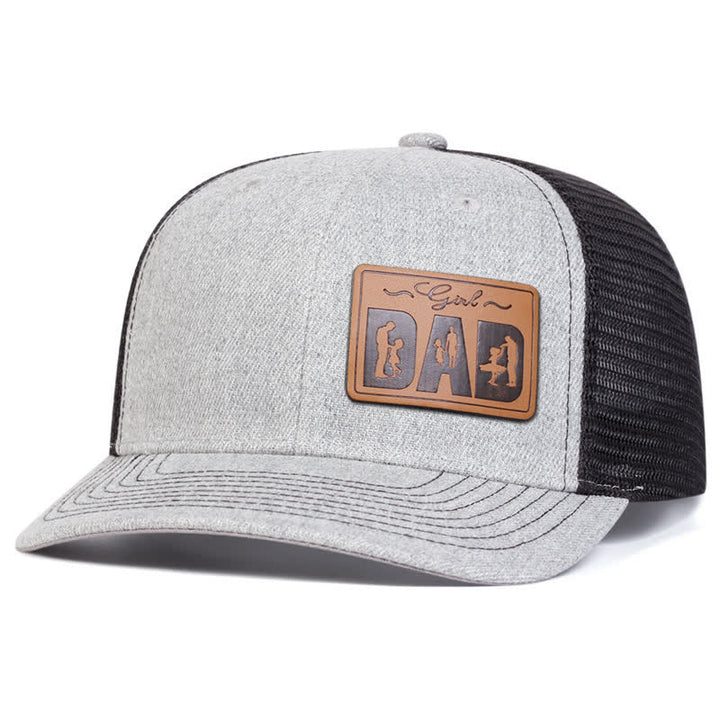Cappello da camionista regolabile con toppa in pelle per ragazza e papà - Grigio chiaro - Regolabile (circa 22"-23 5/8") - image 2