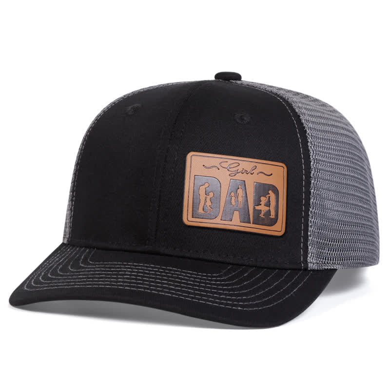 Cappello da camionista regolabile con toppa in pelle per ragazza e papà - Nero e grigio - Regolabile (circa 22"-23 5/8") - image 3