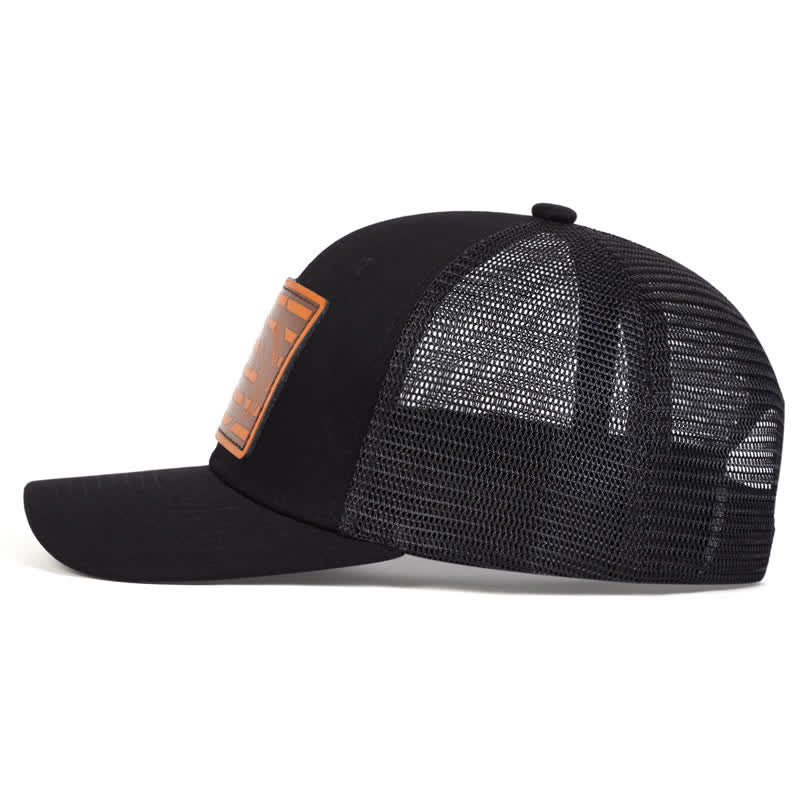 Cappello da camionista con etichetta in pelle di squalo e bandiera USA