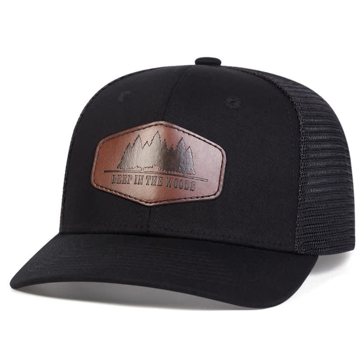 Cappello da camionista con etichetta in pelle "Deep In The Woods"