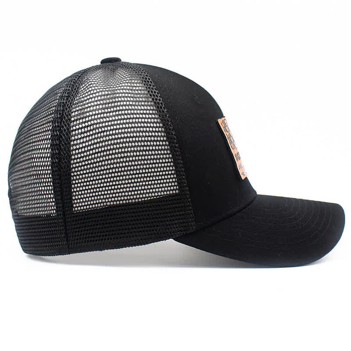 Cappello da camionista con toppa in pelle e bandiera USA "Best Dad Ever"