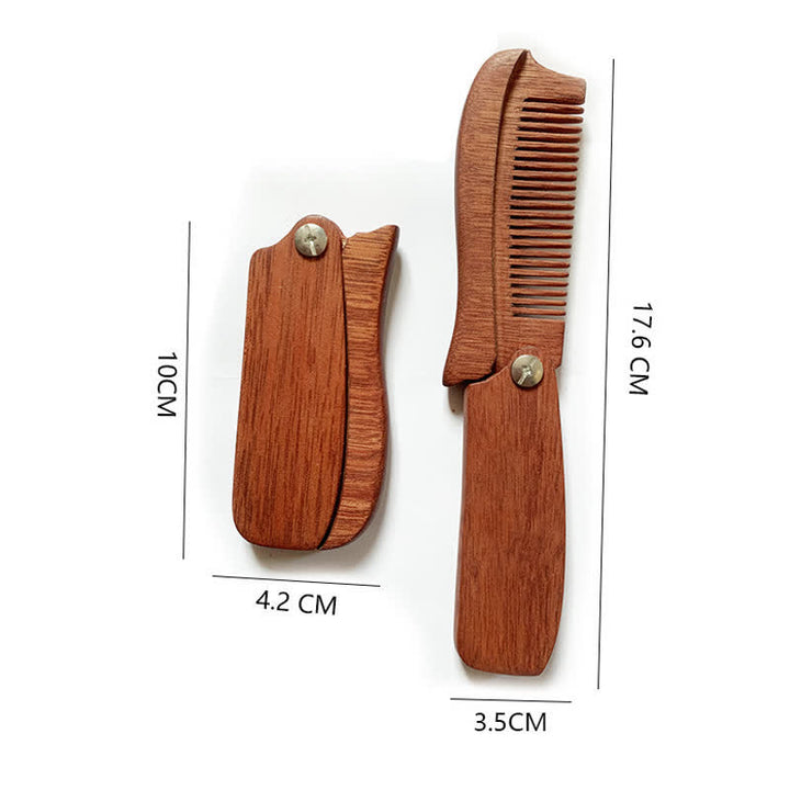Pettine per barba e capelli pieghevole in legno con nome intagliato personalizzato