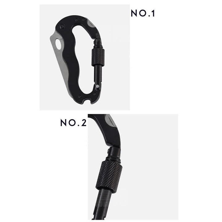 Coltello pieghevole multiuso 5 in 1 con moschettone e fibbia a forma di D