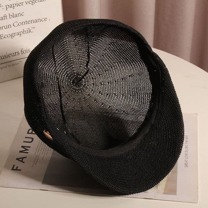 Cappello basco in paglia con catena in oro e strass argentati, elegante da donna