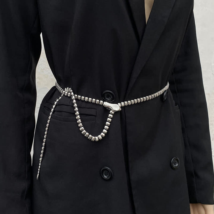 Cintura in metallo con catena a forma di serpente retrò da donna - image 7