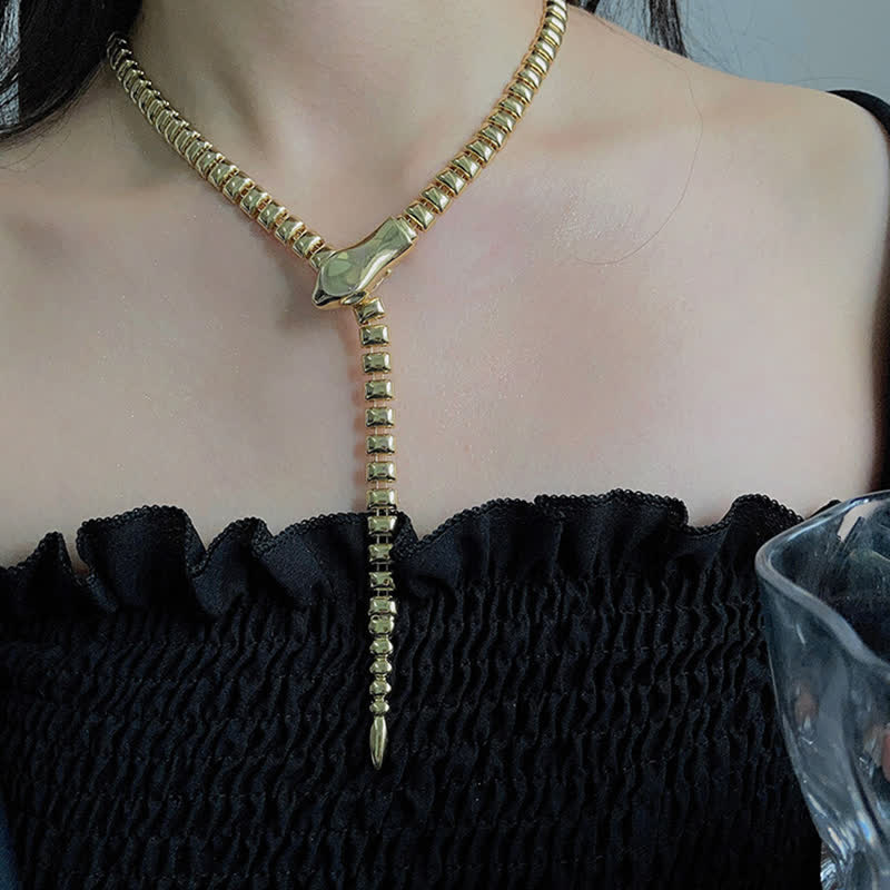 Cintura in metallo con catena a forma di serpente retrò da donna - image 4