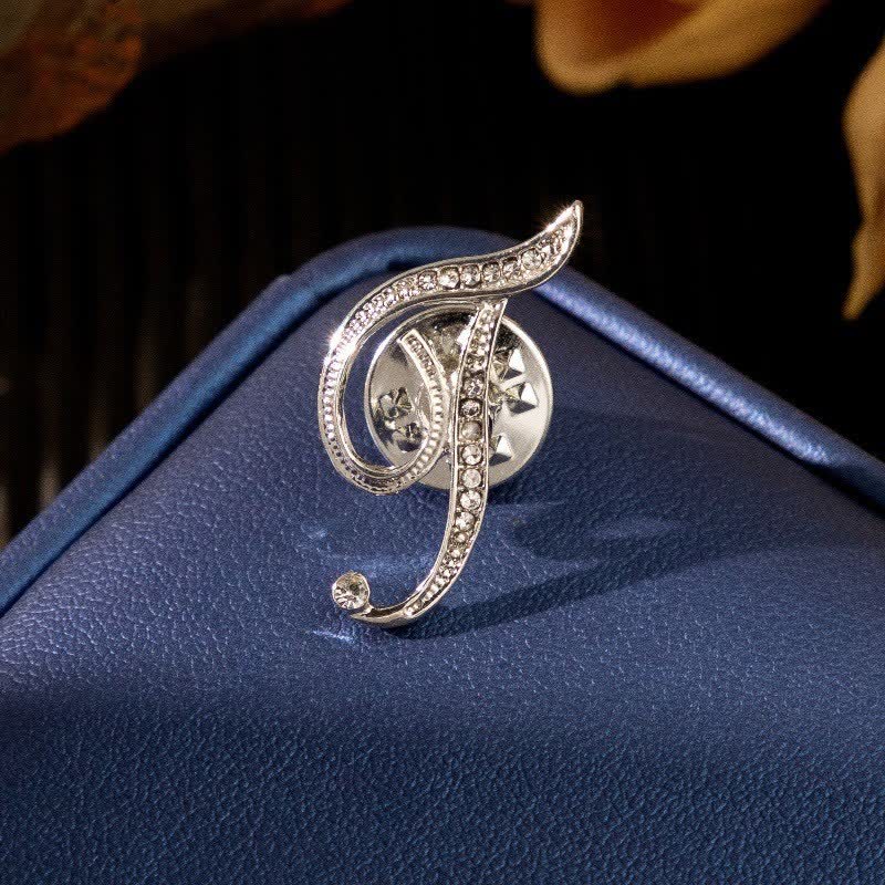 Spilla con lettera iniziale dell'alfabeto 26 in argento e strass