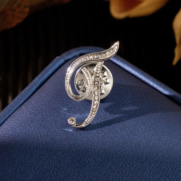 Spilla con lettera iniziale dell'alfabeto 26 in argento e strass
