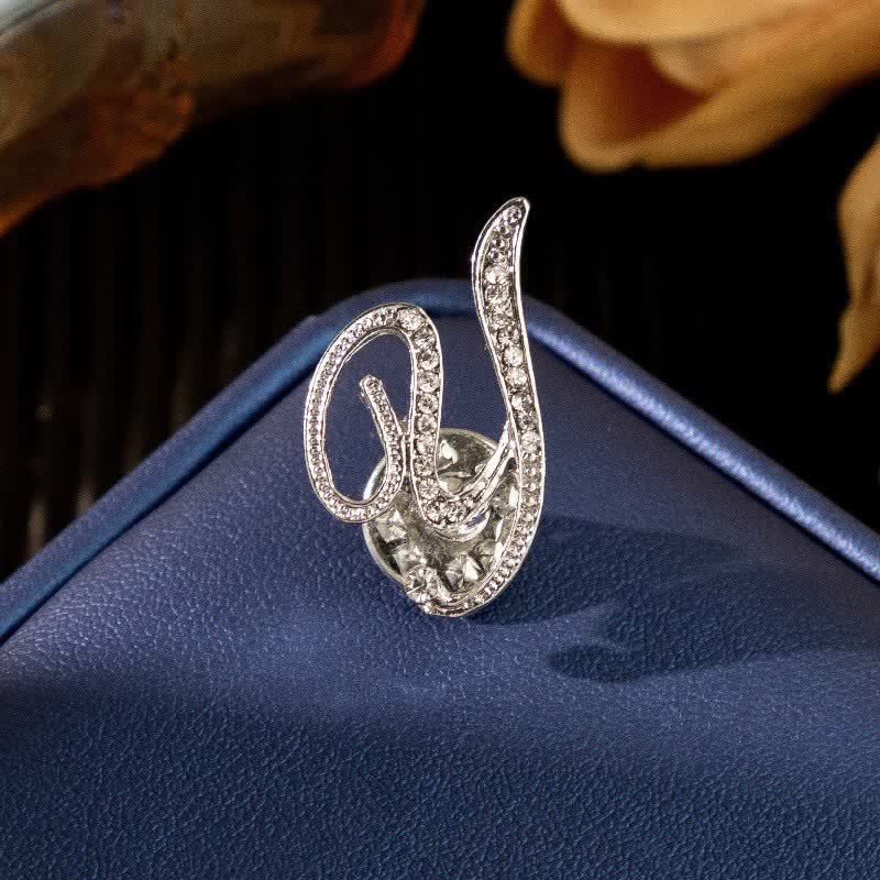 Spilla con lettera iniziale dell'alfabeto 26 in argento e strass - Y - image 25
