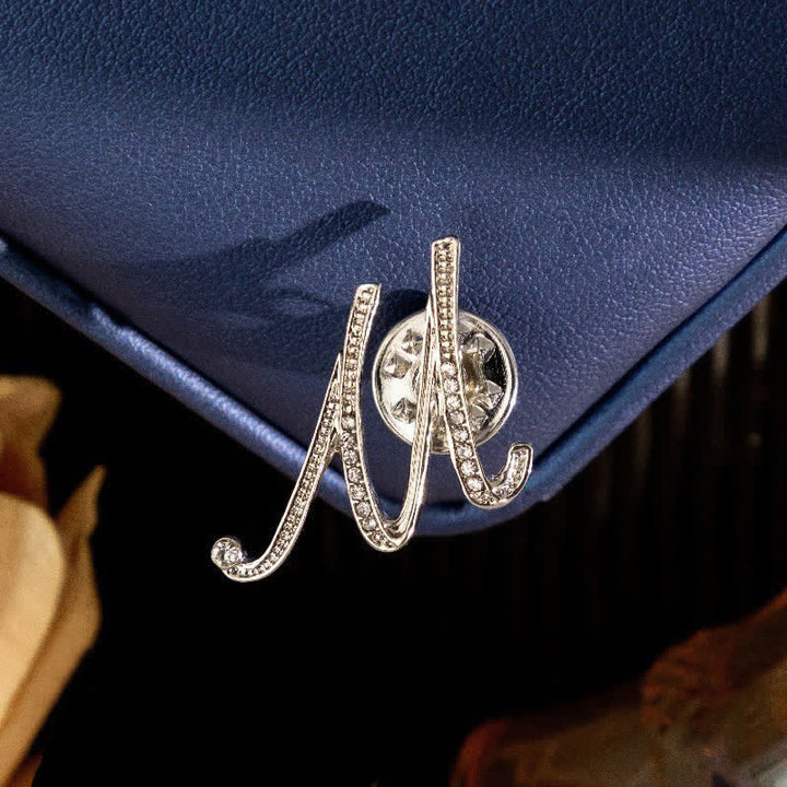 Spilla con lettera iniziale dell'alfabeto 26 in argento e strass