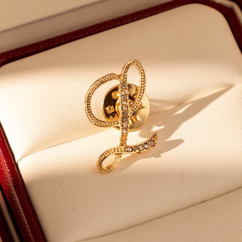 Spilla con lettera iniziale in oro 26 dell'alfabeto con strass