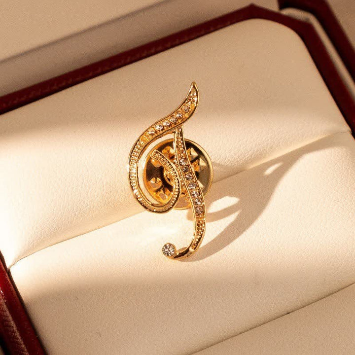 Spilla con lettera iniziale in oro 26 dell'alfabeto con strass - F - image 6
