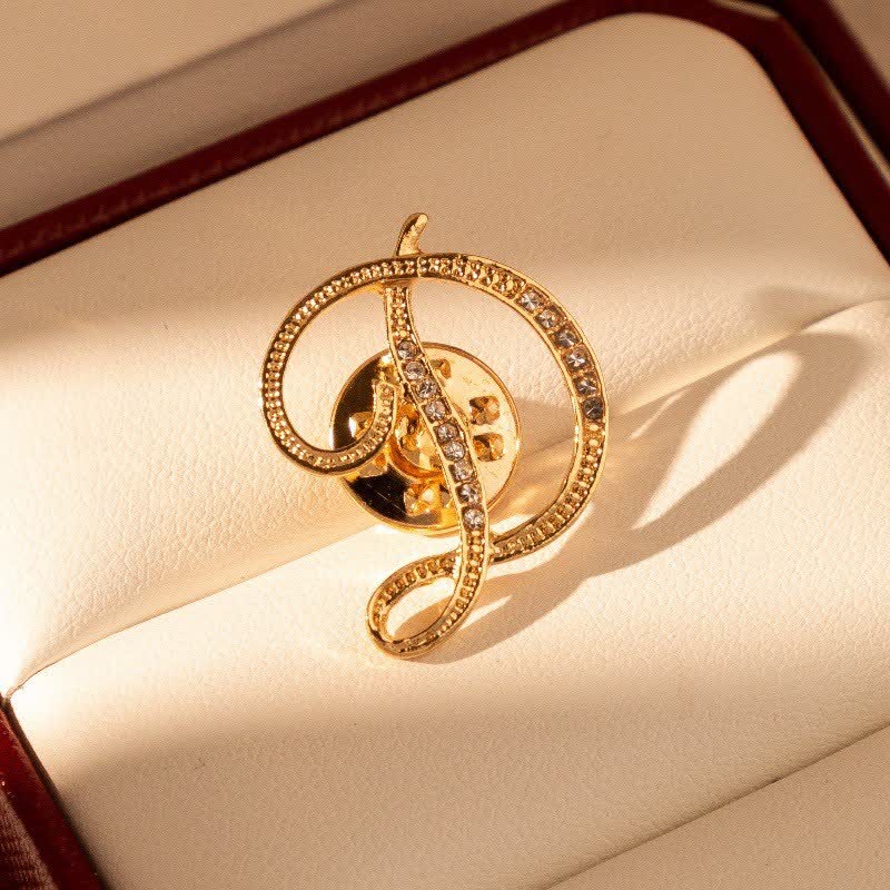 Spilla con lettera iniziale in oro 26 dell'alfabeto con strass