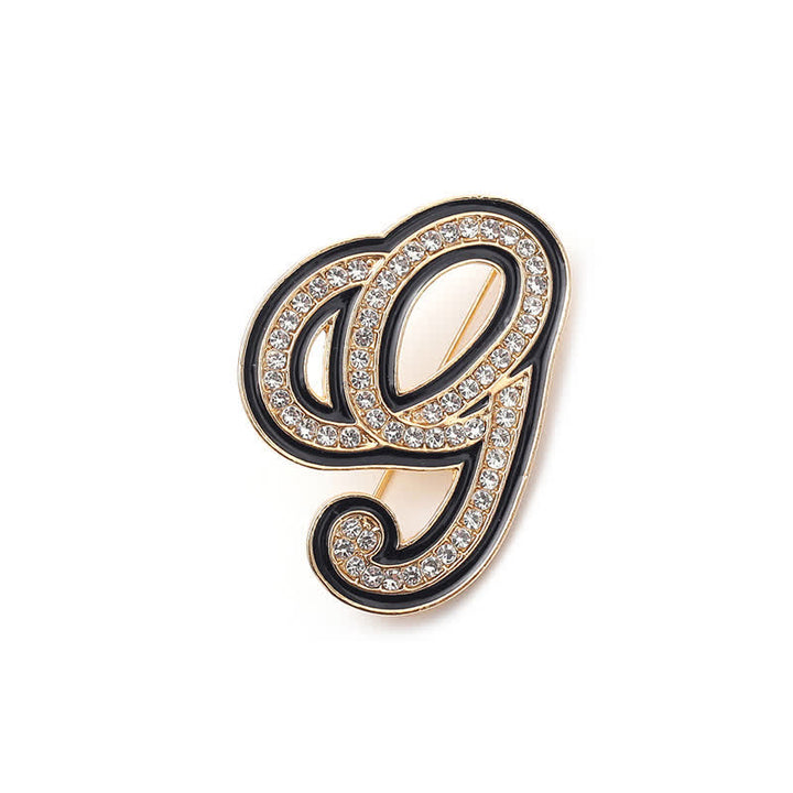Spilla con lettera iniziale smaltata nera e strass, alfabeto 26 - G - image 11