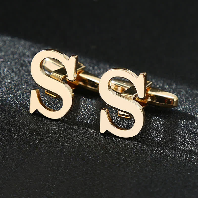 Gemelli da uomo placcati in oro con iniziale e 26 lettere dell'alfabeto. - S - image 19