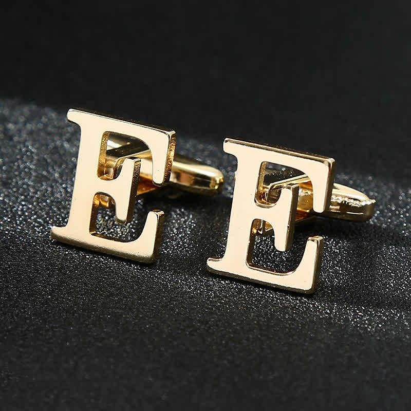 Gemelli da uomo placcati in oro con iniziale e 26 lettere dell'alfabeto. - E - image 6