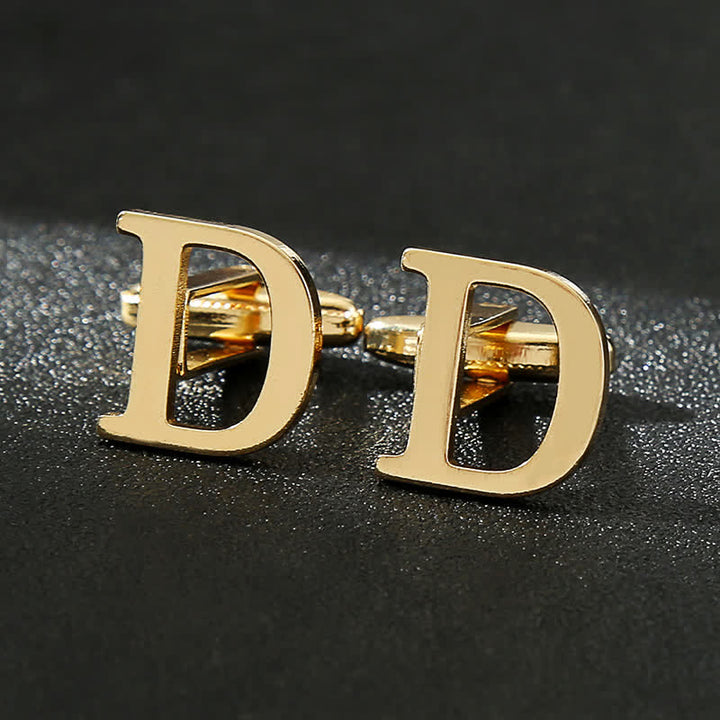 Gemelli da uomo placcati in oro con iniziale e 26 lettere dell'alfabeto. - D - image 5