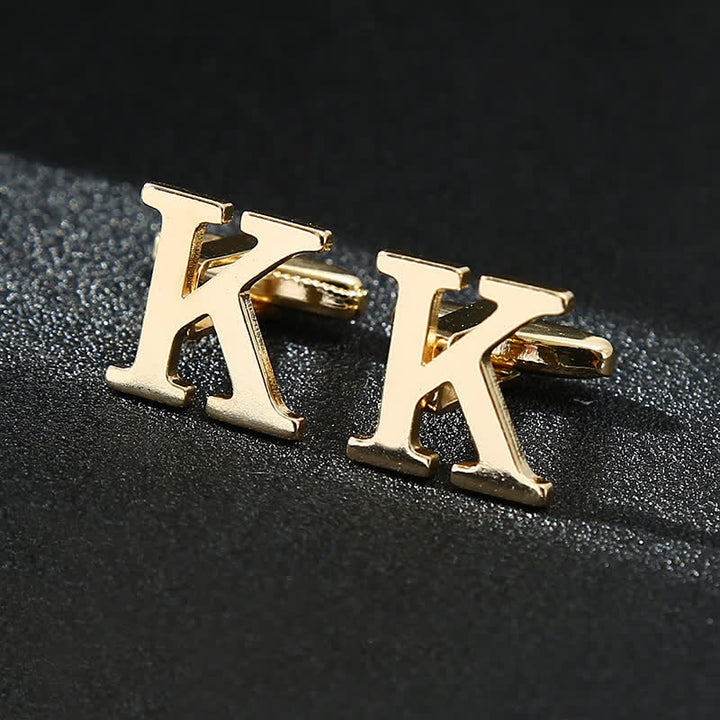 Gemelli da uomo placcati in oro con iniziale e 26 lettere dell'alfabeto. - K - image 11