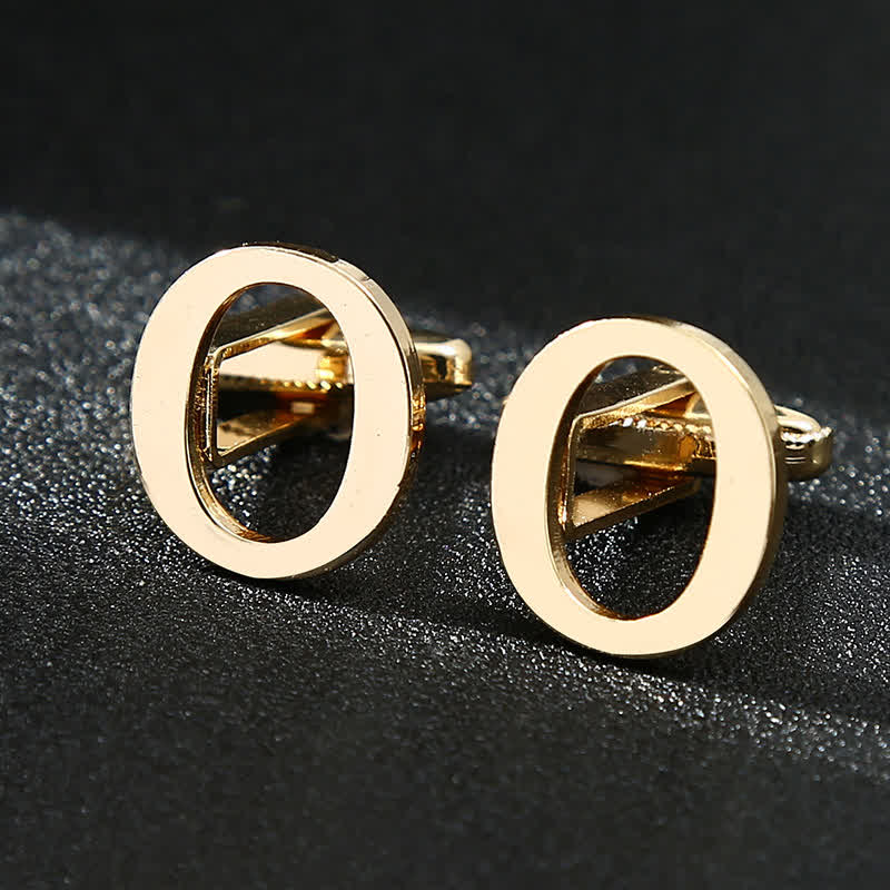 Gemelli da uomo placcati in oro con iniziale e 26 lettere dell'alfabeto.