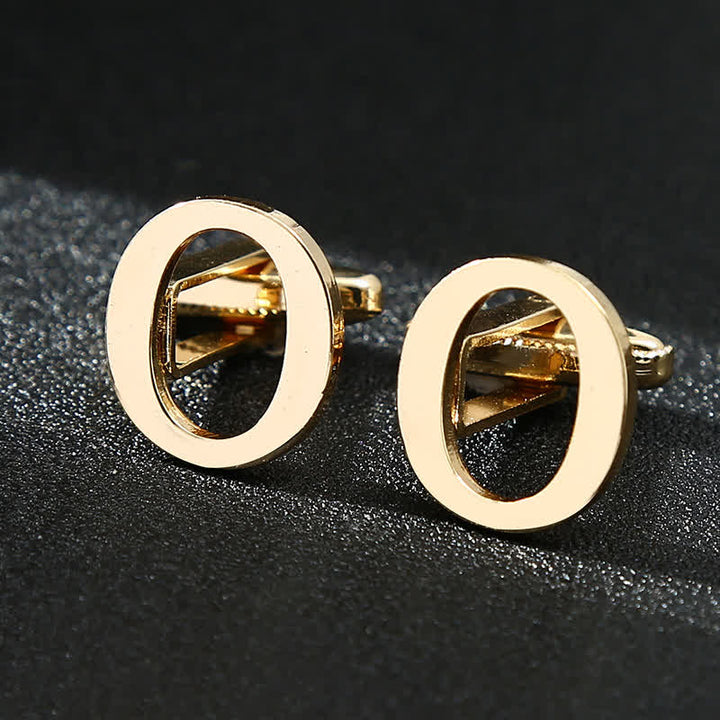 Gemelli da uomo placcati in oro con iniziale e 26 lettere dell'alfabeto.