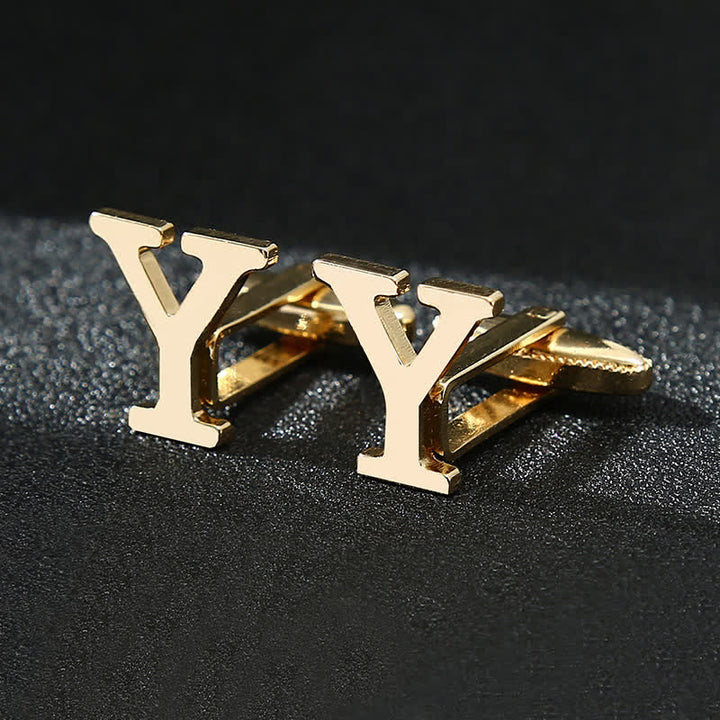 Gemelli da uomo placcati in oro con iniziale e 26 lettere dell'alfabeto. - Y - image 25