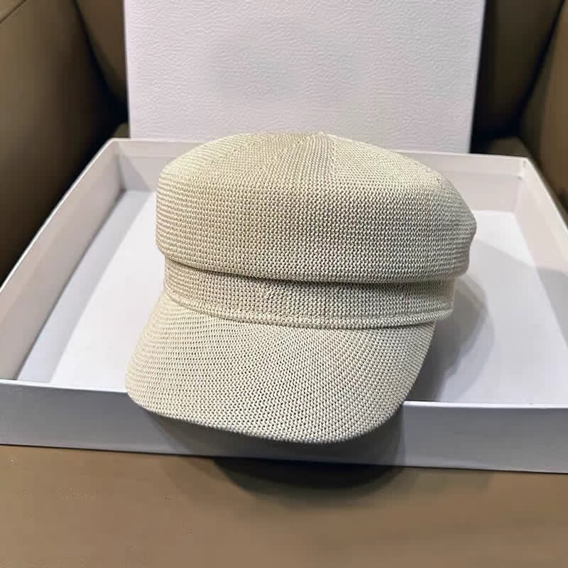 Cappello basco ottagonale in paglia e lino color terra da donna - Avorio - M (22 1/2"-22 7/8") - image 0