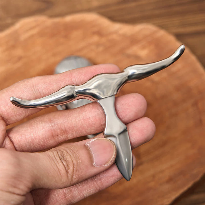 Cintura in pelle con fibbia argentata e coltello nascosto fai da te con testa di Longhorn unica