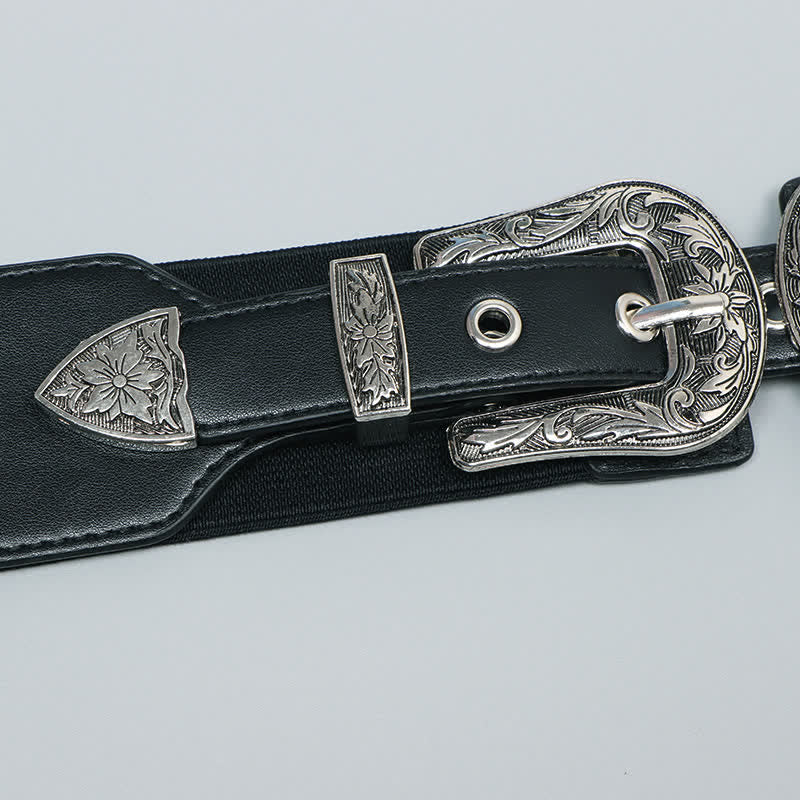Cintura elastica in pelle con doppia fibbia da donna per jeans, pantaloni e abiti - image 5