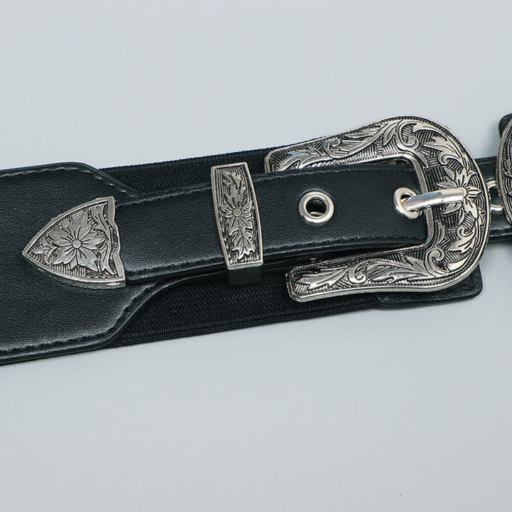 Cintura elastica in pelle con doppia fibbia da donna per jeans, pantaloni e abiti - image 5