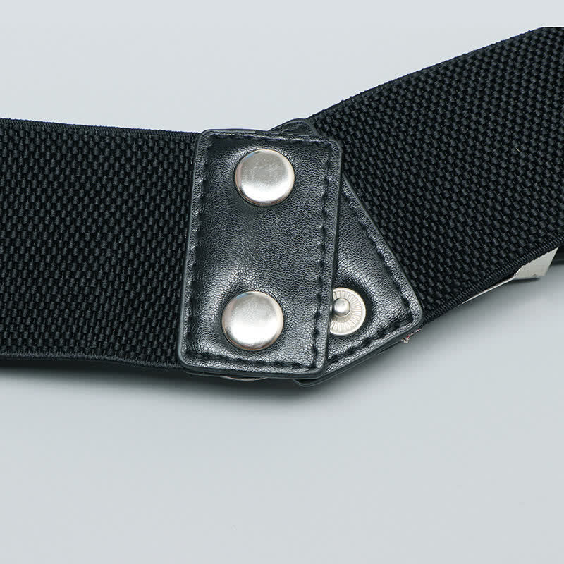Cintura elastica in pelle con doppia fibbia da donna per jeans, pantaloni e abiti
