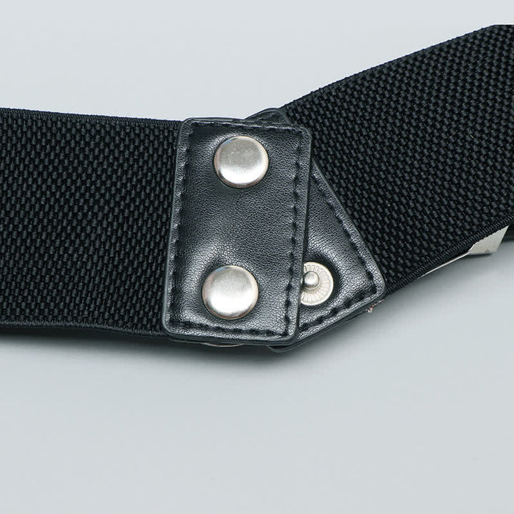 Cintura elastica in pelle con doppia fibbia da donna per jeans, pantaloni e abiti