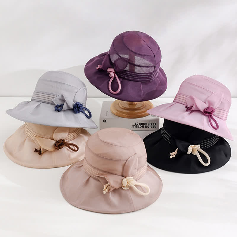 Cappello estivo da donna in vera seta con fiori decorativi larghi - image 1