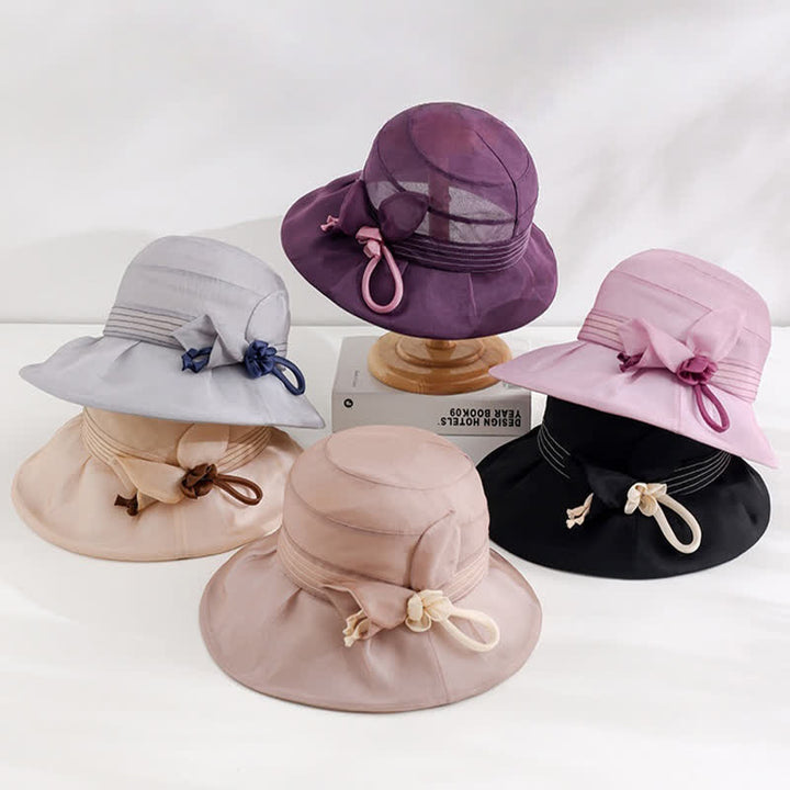 Cappello estivo da donna in vera seta con fiori decorativi larghi - image 1