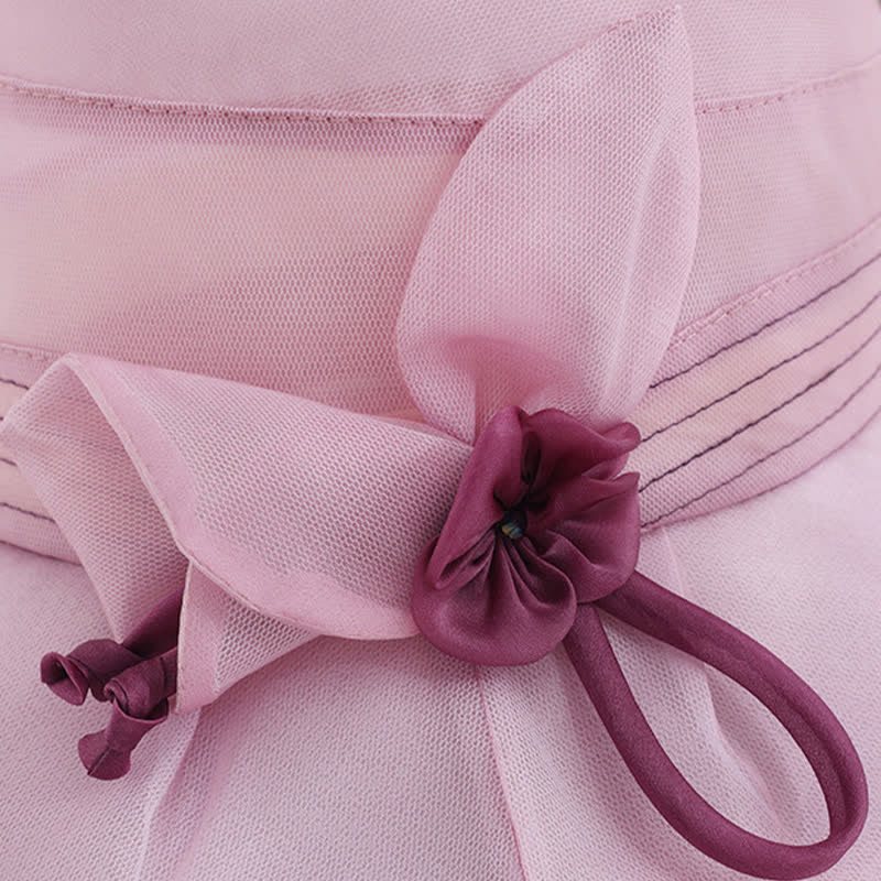 Cappello estivo da donna in vera seta con fiori decorativi larghi - image 8