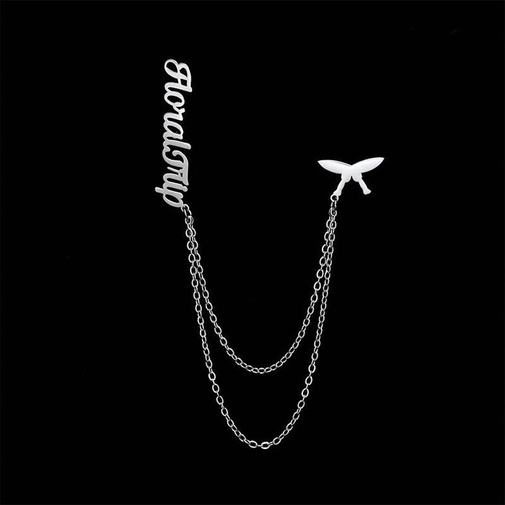 Spilla con lettera personalizzata alla moda con nappe a catena - image 4
