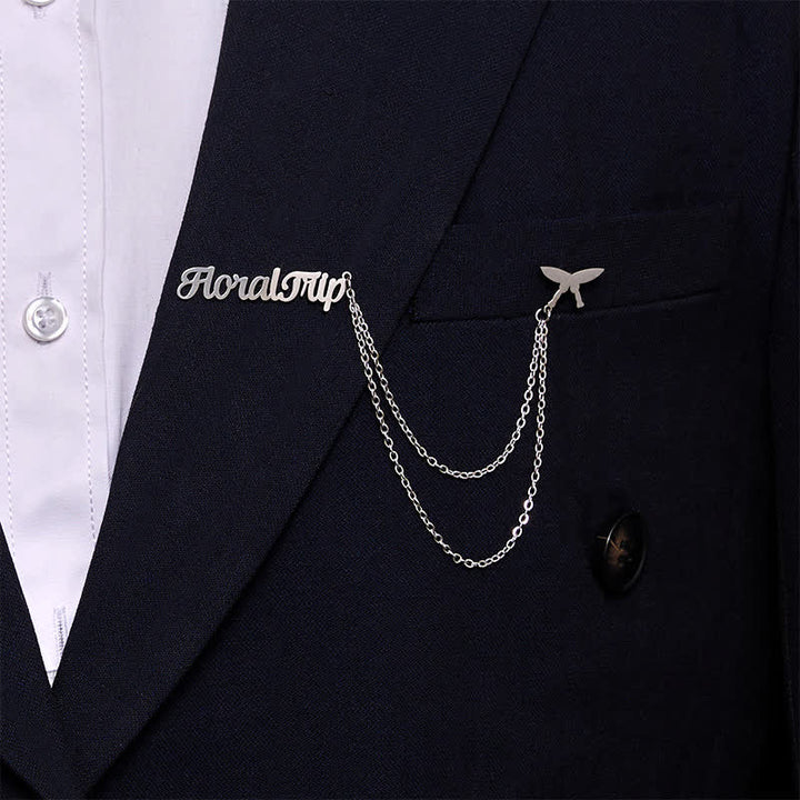 Spilla con lettera personalizzata alla moda con nappe a catena - Argento - image 0