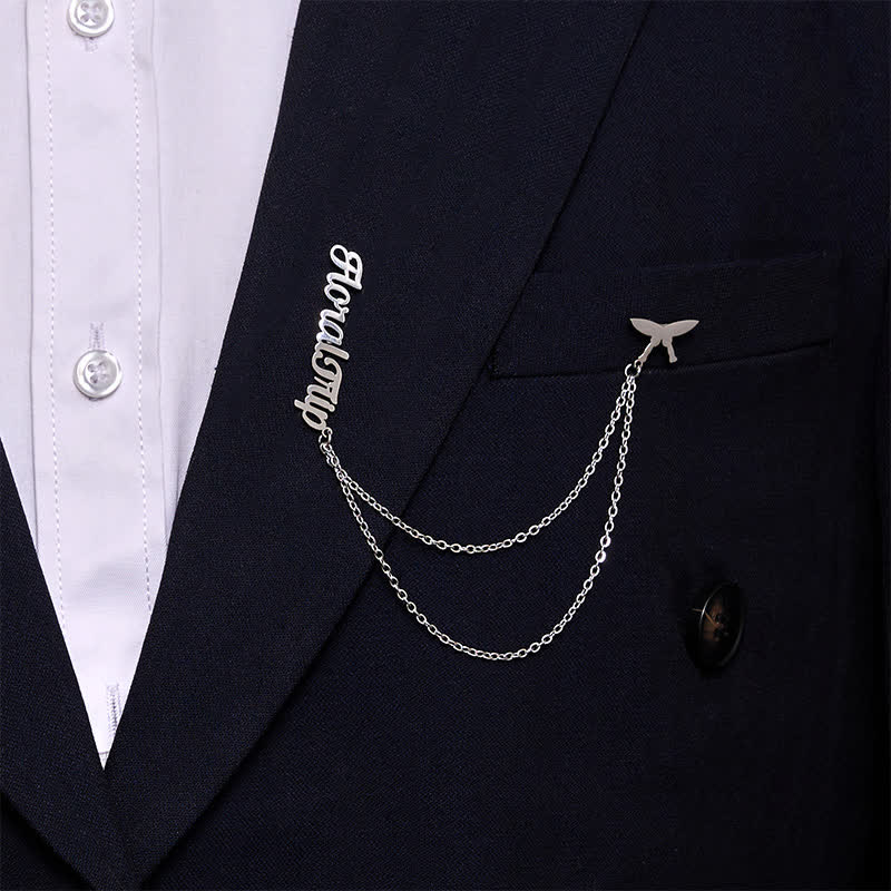 Spilla con lettera personalizzata alla moda con nappe a catena - image 2