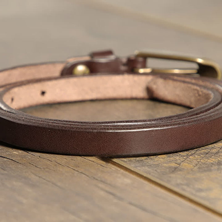Cintura sottile in pelle di vacchetta da donna