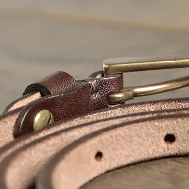 Cintura sottile in pelle di vacchetta da donna