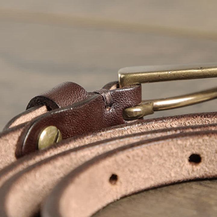 Cintura sottile in pelle di vacchetta da donna