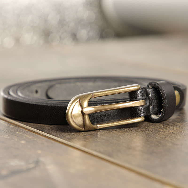 Cintura sottile in pelle di vacchetta da donna
