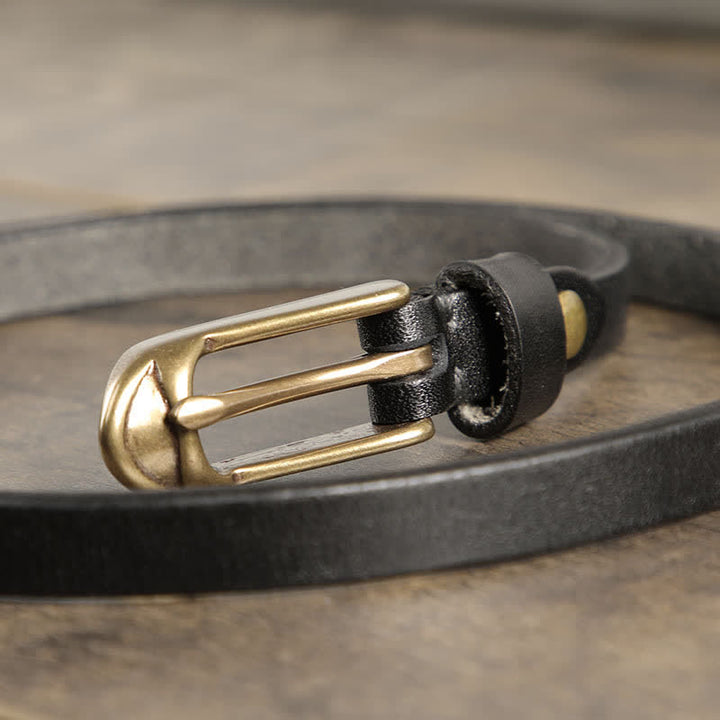 Cintura sottile in pelle di vacchetta da donna