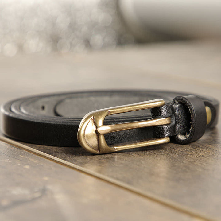 Cintura sottile in pelle di vacchetta da donna - Nero - 40 - image 6