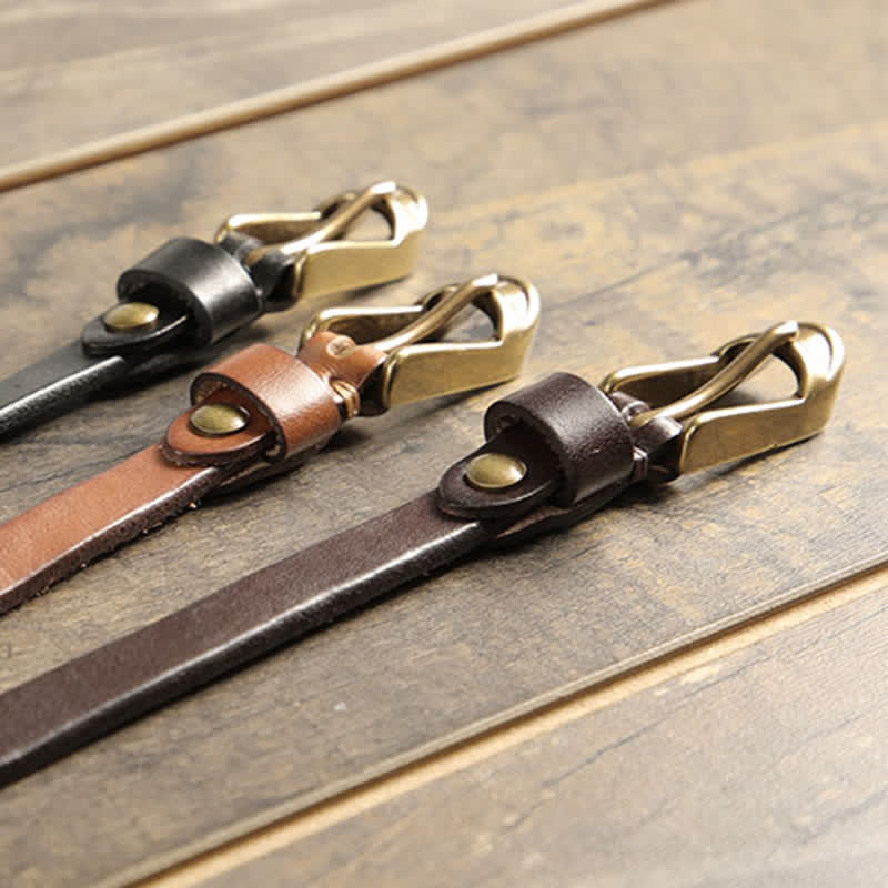 Cintura sottile in pelle di vacchetta da donna
