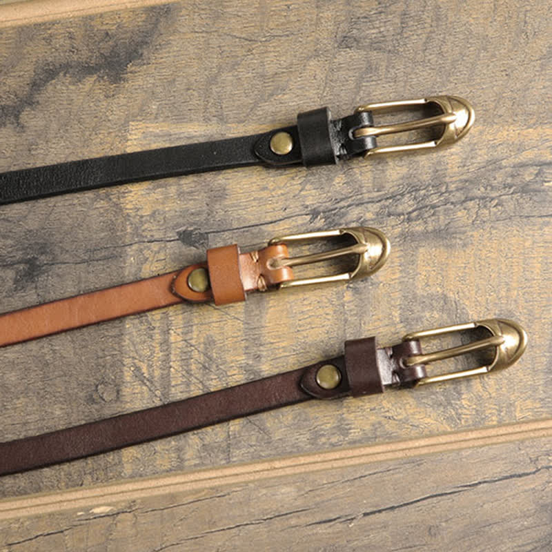 Cintura sottile in pelle di vacchetta da donna